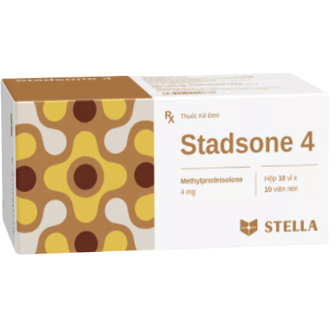 2002. Stadsone 4 - (Methylprednisolone 4mg) - [Thùng 160 Hộp; Hộp 10 Vỉ; Vỉ 10 Viên] Stella - Việt Nam
