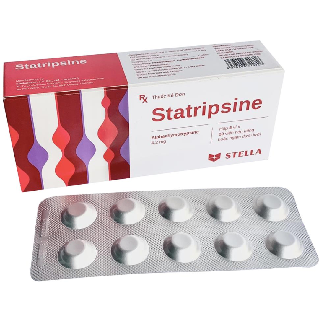 2006. Statripsine - (Alphachymotrypsine 4.2mg) - [Thùng 210 Hộp; Hộp 5 Vỉ; Vỉ 10 Viên] Stella - Việt Nam