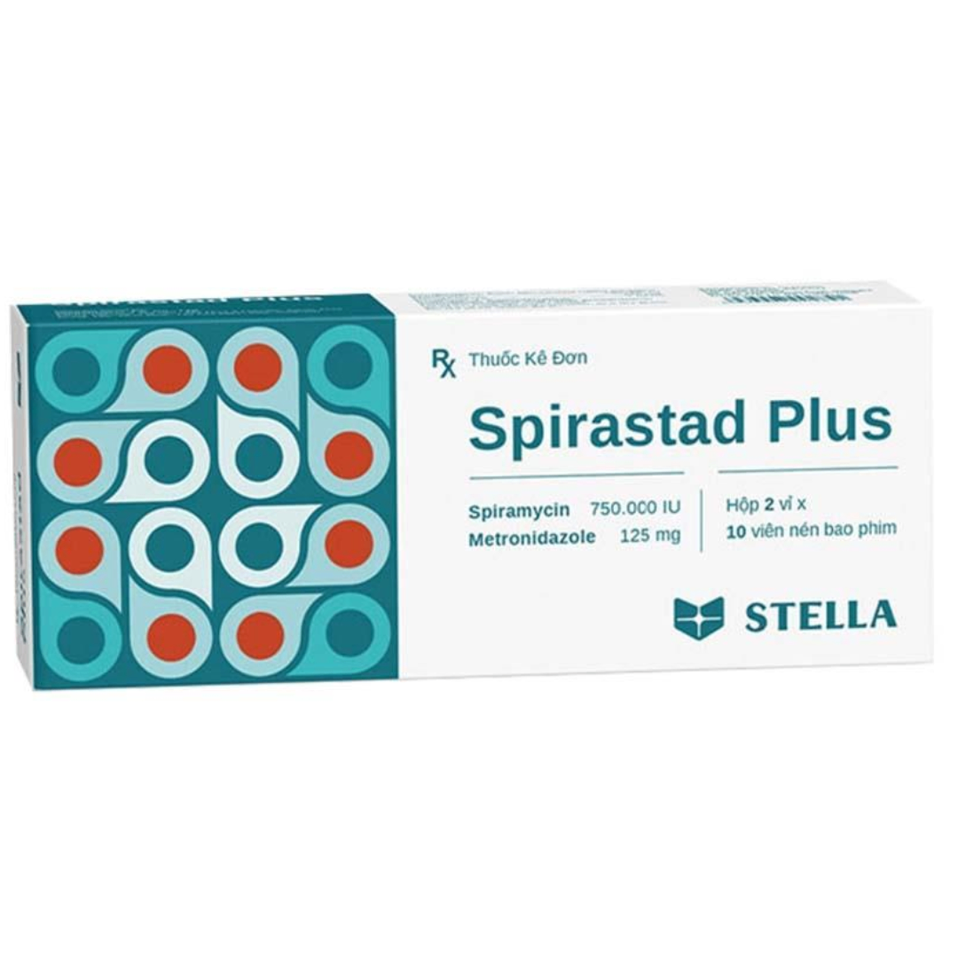 2030. Spirastad Plus - (Spiramycin 750.000IU + Metronidazol 125mg) - [Thùng 280 Hộp; Hộp 2 Vỉ; Vỉ 10 Viên] Stella - Việt Nam