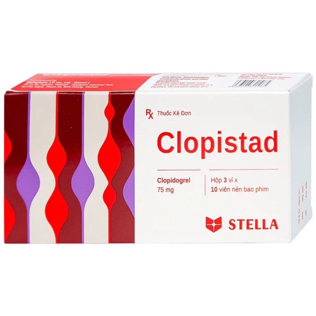 1898. Clopistad - (Clopidogrel bisulfat 75mg) - [Thùng 210 Hộp; Hộp 3 Vỉ; Vỉ 10 Viên] Stella - Việt Nam