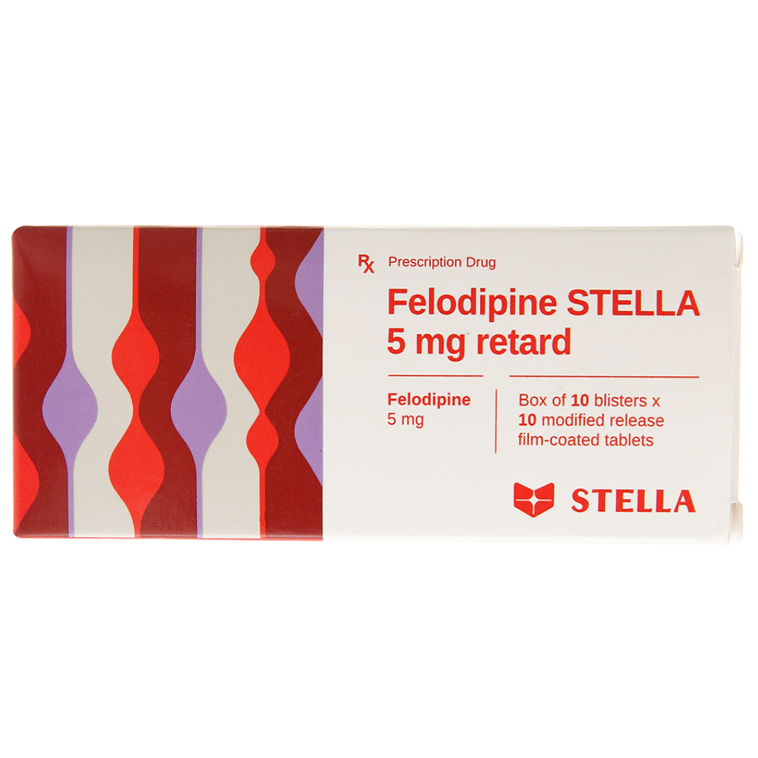 1905. Felodipine Stella 5Mg Retard - (Felodipin 5mg) - [Thùng 180 Hộp; Hộp 10 Vỉ; Vỉ 10 Viên] Stella - Việt Nam