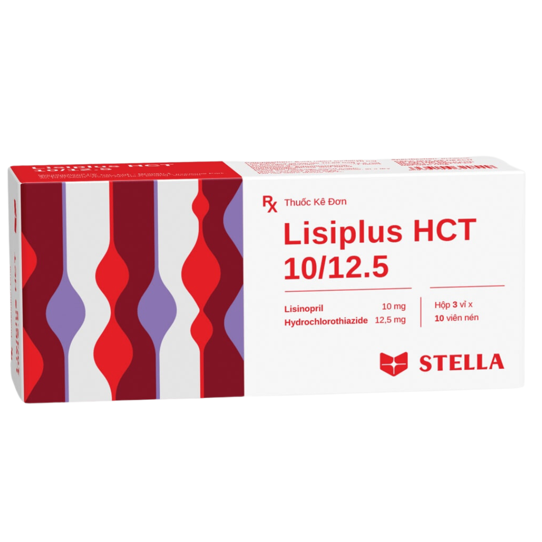 1916. Lisiplus Hct 10/12.5 - (Lisinopril 10mg + Hydrochlorothiazide 12.5mg) - [Thùng 210 Hộp; Hộp 3 Vỉ; Vỉ 10 Viên] Stella - Việt Nam
