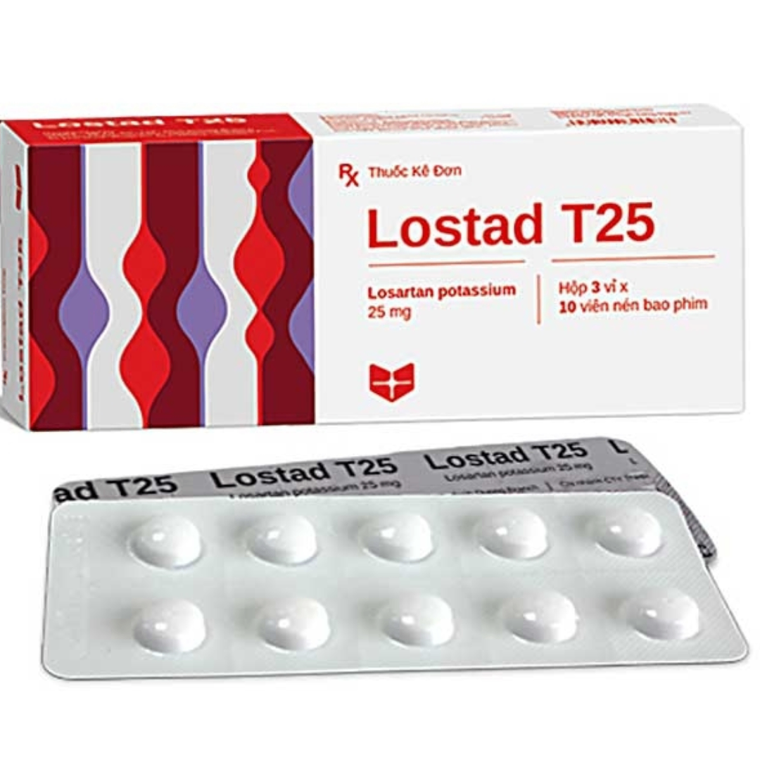 1920. Lostad T25 - (Losartan kali 25mg) - [Thùng 280 Hộp; Hộp 3 Vỉ; Vỉ 10 Viên] Stella - Việt Nam