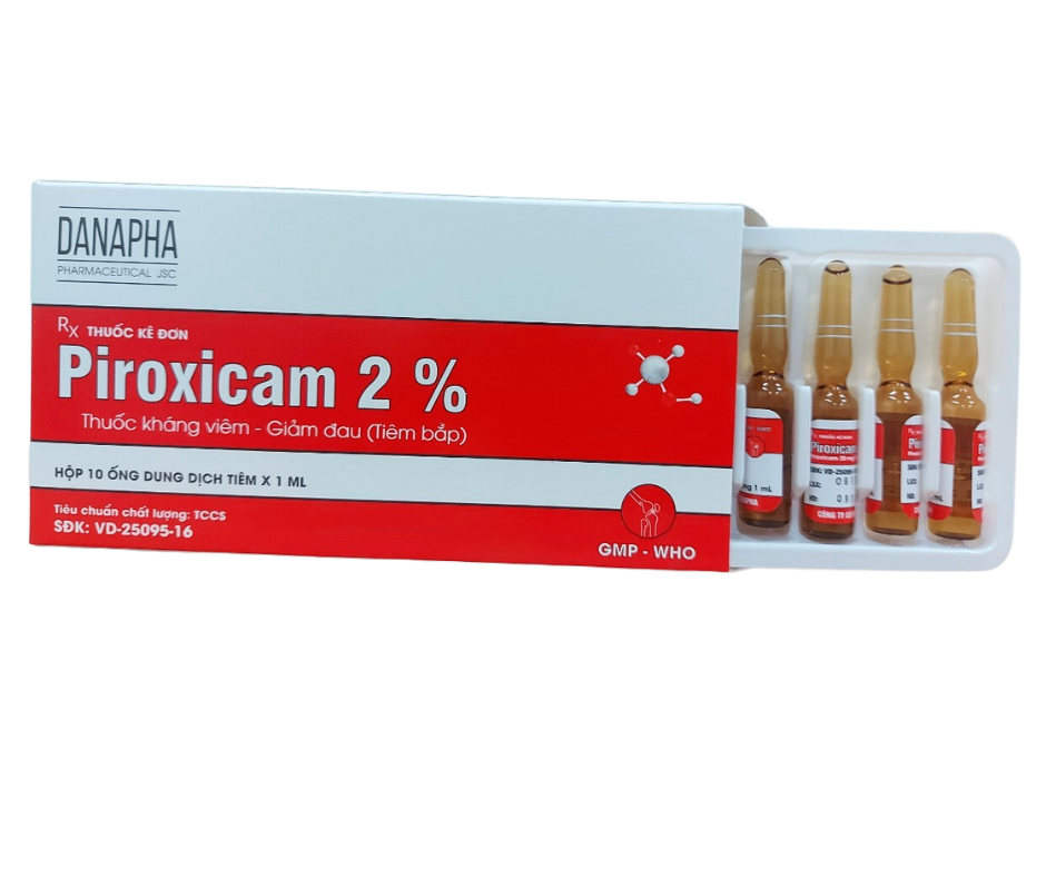 2268. Piroxicam 2% - (Piroxicam 20mg/1ml) - [Thùng 171 Hộp; Hộp 10 ống; ống 1 Ml] Danapha - Việt Nam