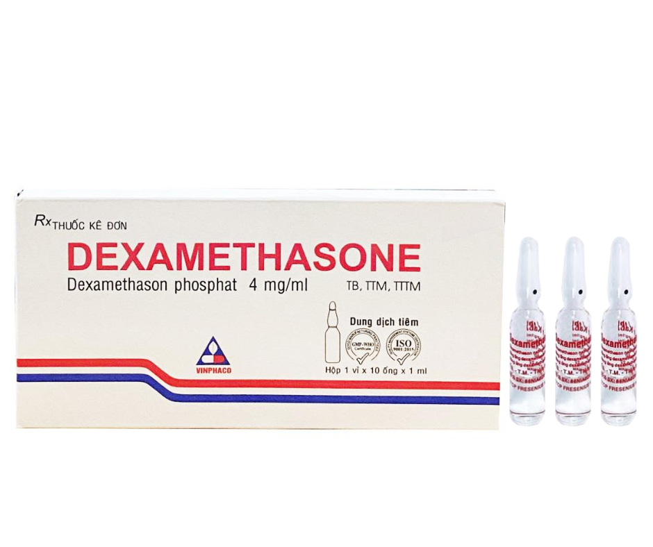 2313. Dexamethasone - (Dexamethasone phosphate 4mg/1ml) - [Thùng 132 vỉ; vỉ 1 hộp; hộp 10 ml; ml 1 ống] Vinphaco - Việt Nam
