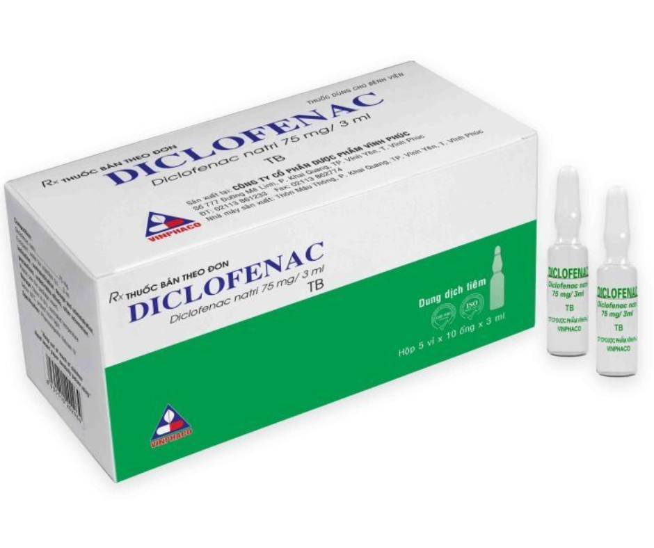 2316. Diclofenac - (Diclofenac natri 75mg/3ml) - [Thùng 30 hộp; hộp 5 vỉ; vỉ 10 ống; ống 3 ml] Vinphaco - Việt Nam