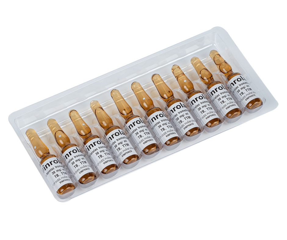2348. Vinrolac - (Ketorolac Tromethamine 30mg/1ml) - [Thùng 126 Hộp; Hộp 1 Vỉ; Vỉ 10 Ml; ống 1 Ml] Vinphaco - Việt Nam