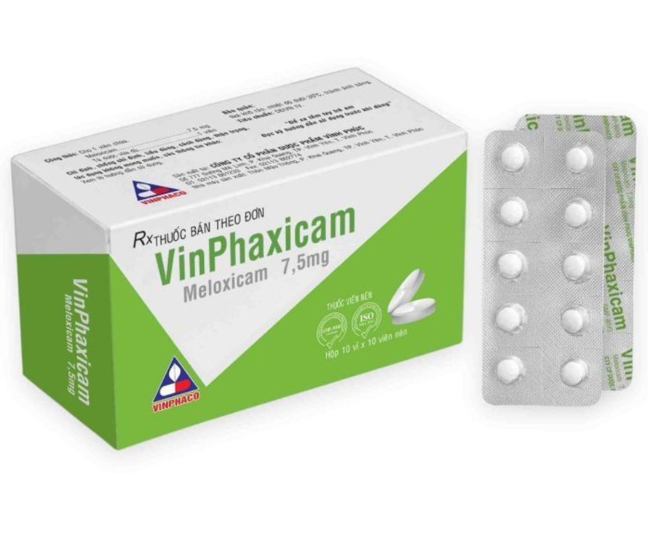 2402. Vinphaxicam - (Meloxicam 7.5mg) - [Thùng 100 hộp; hộp 10 vỉ; vỉ 10 viên] Vinphaco - Việt Nam