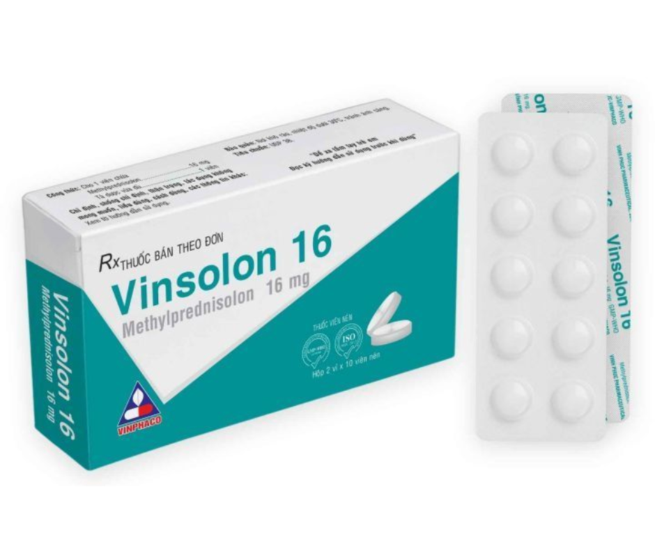 2409. Vinsolon 16 - (Methyl prednisolone 16mg) - [Thùng 120 hộp; hộp 2 vỉ; vỉ 10 viên] Vinphaco - Việt Nam