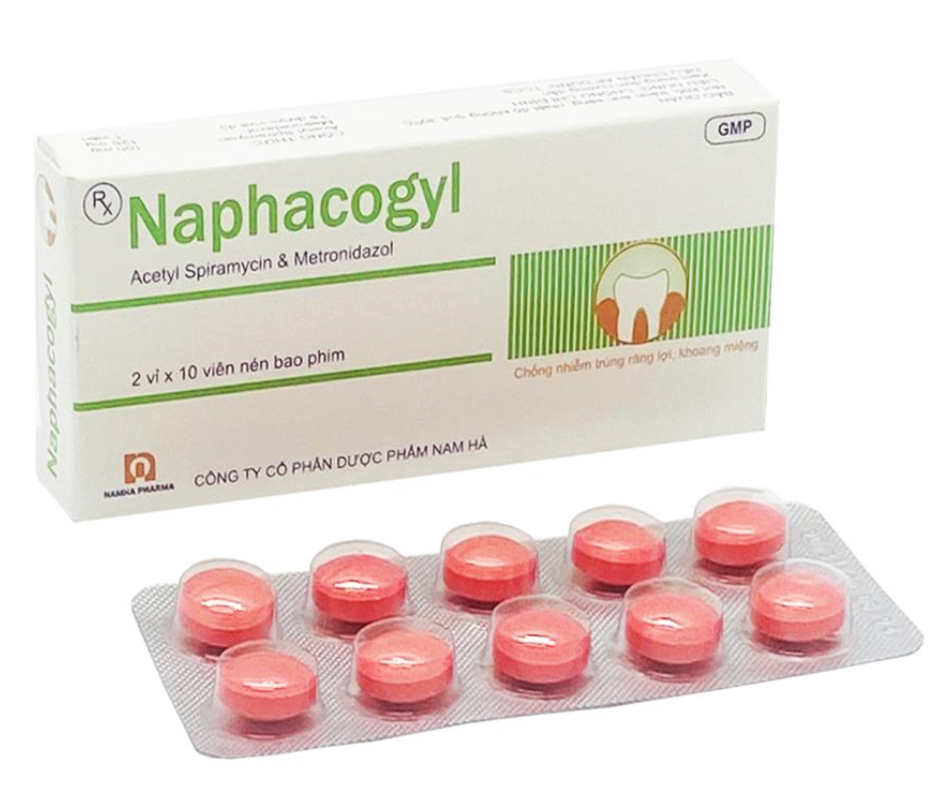 2442. Naphacogyl - (Acetyl spiramycin 100mg + Metronidazol 125mg) - [Thùng 280 Hộp; Hộp 2 Vỉ; Vỉ 10 Viên] Việt Nam