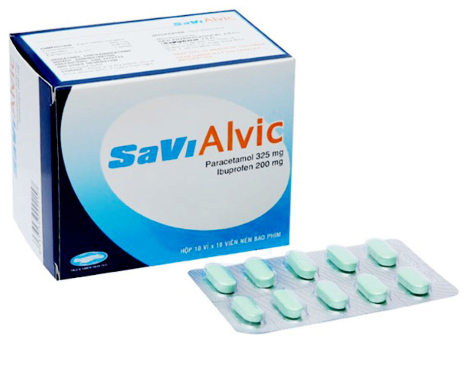 2529. Savi Alvic - (Paracetamol 325mg + Ibuprofen 200mg) - [Thùng 54 Hộp; Hộp 10 Vỉ; Vỉ 10 Viên] Savipharm - Việt Nam