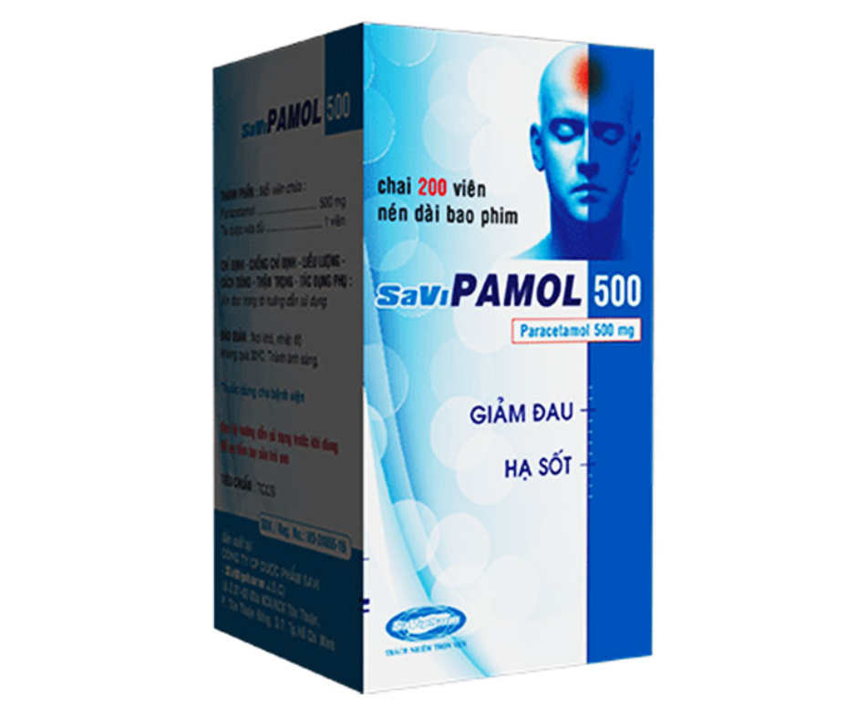 2528. Savipamol 500 - (Paracetamol 500mg) - [Thùng 60 Chai; Chai 200 Viên] Savipharm - Việt Nam