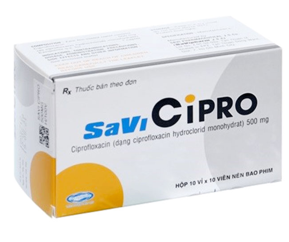 2538. Savicipro - (Ciprofloxacin 500mg) - [Thùng 36 Hộp; Hộp 10 Vỉ; Vỉ 10 Viên] Savipharm - Việt Nam