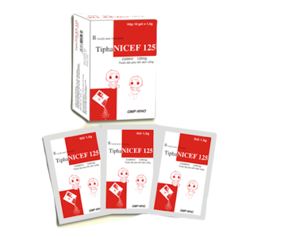 2669. Tiphanicef 125Mg - (Cefdinir 125mg) - [Thùng 288 Hộp; Hộp 10 Gói; Gói 1.5 G] Tipharco - Việt Nam