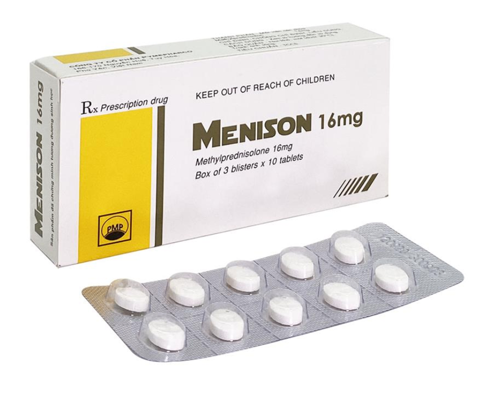 2875. Menison 16Mg - (Methylprednisolon 16mg) - [Thùng 450 Hộp; Hộp 3 Vỉ; Vỉ 10 Viên] Pymepharco - Việt Nam