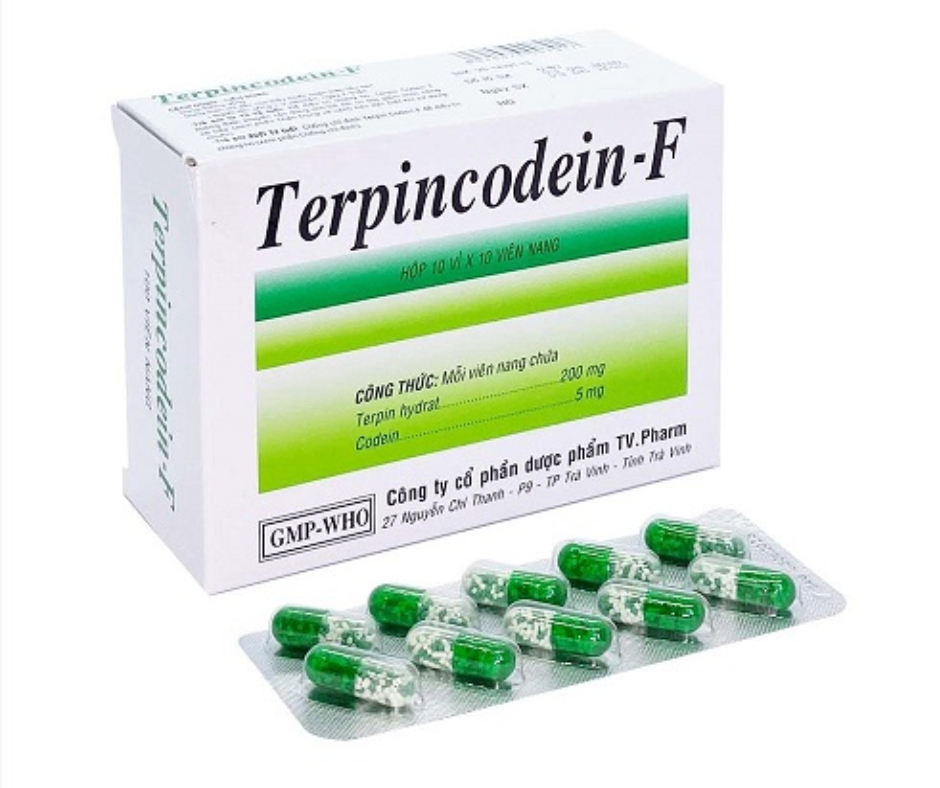 2985. Terpincodein-F - (Terpin hydrat 200mg + Codein base 5mg) - [Thùng 60 Hộp; Hộp 10 Vỉ; Vỉ 10 Viên] Trà Vinh - Việt Nam