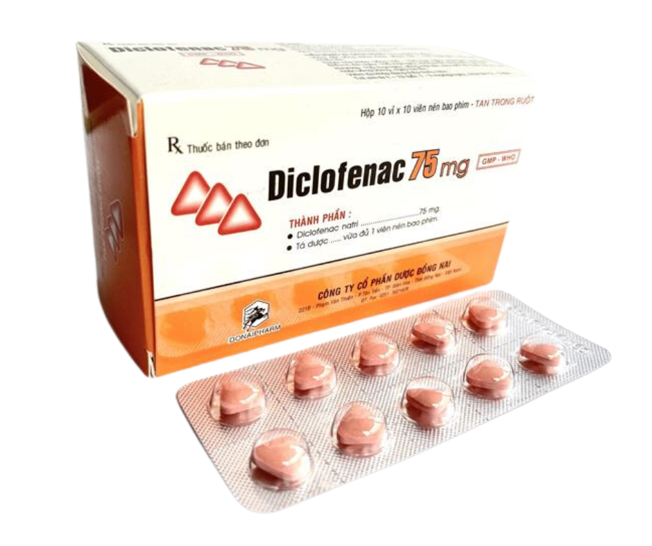 3024. Diclofenac 75Mg - (Diclofenac sodium 75mg) - [Thùng 84 hộp; hộp 10 vỉ; vỉ 10 viên] Đồng Nai - Việt Nam