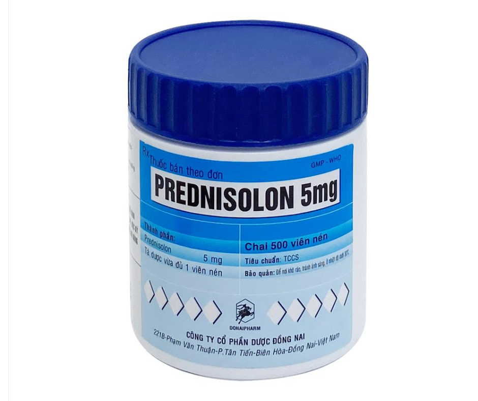 3037. Presnisolon 5Mg (Nắp Xanh) - (Prednisolon 5mg) - [Thùng 48 chai; chai 500 viên] Đồng Nai - Việt Nam