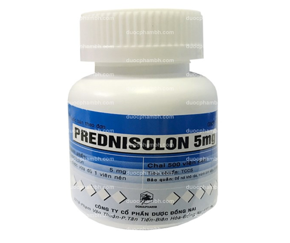 3038. Presnisolon (Nắp Trắng) - (Prednisolon 5mg) - [Thùng 136 chai; chai 500 viên] Đồng Nai - Việt Nam