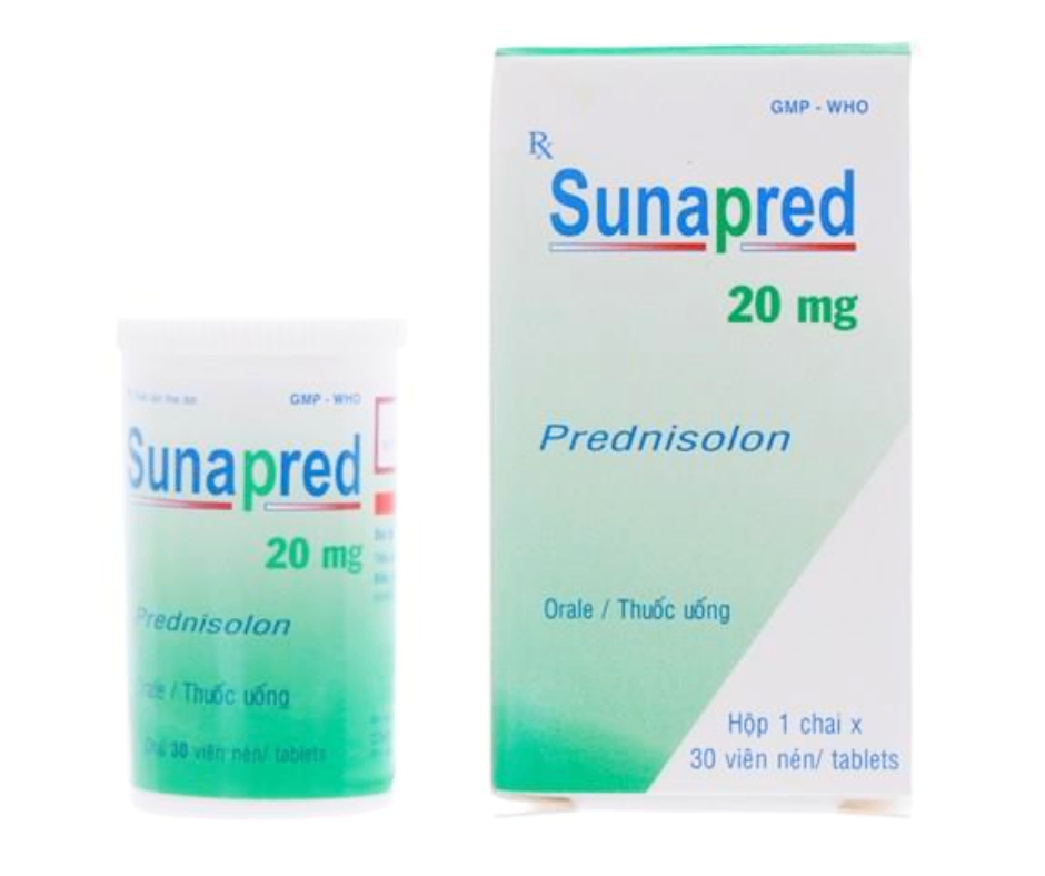 3043. Sunapred 20Mg - (Prednisolon 20mg) - [Thùng 360 chai; chai 30 viên] Đồng Nai - Việt Nam