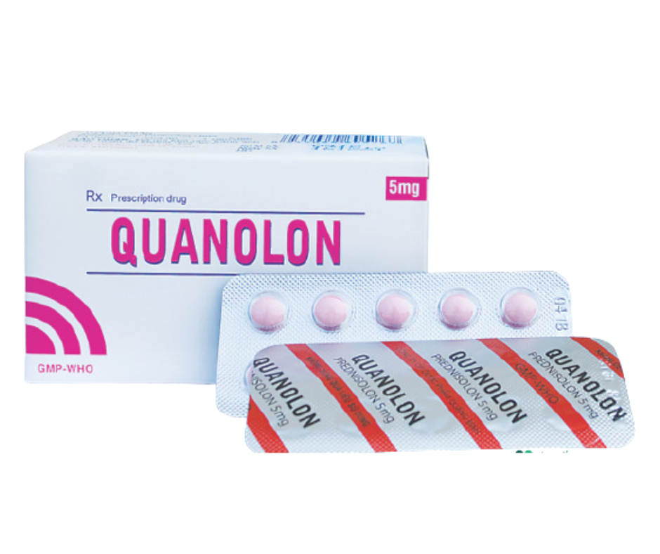 3053. Quanolon - (Prednisolon 5mg) - [Thùng 112 hộp; hộp 10 vỉ; vỉ 10 viên] Quảng Bình - Việt Nam