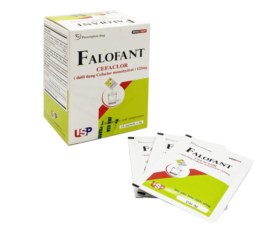 3074. Falofant 125 - (Cefaclor 125mg) - [Thùng 130 Hộp; Hộp 14 Gói; Gói 3 G] Us Pharma Usa - Việt Nam