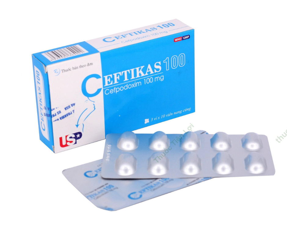 3080. Ceftikas 100 - (Cefpodoxim 100mg) - [Thùng 112 Hộp; Hộp 3 Vỉ; Vỉ 10 Viên] Us Pharma Usa - Việt Nam