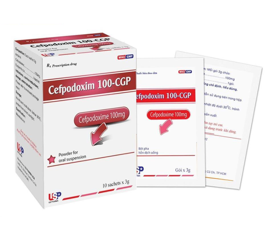 3083. Cefpodoxim 100-Cgp - (Cefpodoxim 100mg) - [Thùng 152 Hộp; Hộp 10 Gói; Gói 3 G] Us Pharma Usa - Việt Nam