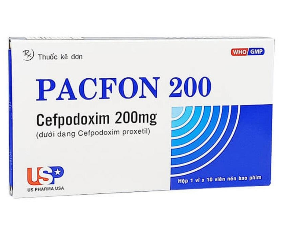 3087. Pacfon 200 - (Cefpodoxim 200mg) - [Thùng 252 Hộp; Hộp 1 vỉ; Vỉ 10 Viên] Us Pharma Usa - Việt Nam