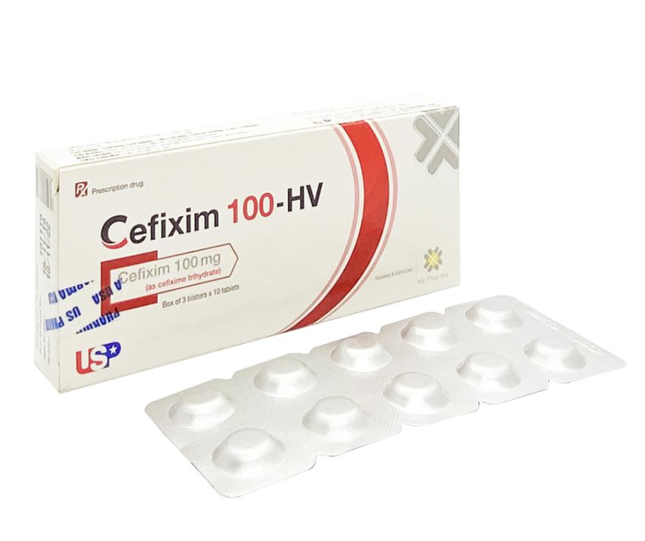 3091. Cefixim 100 Hv - (Cefixim 100mg) - [Thùng 324 Hộp; Hộp 3 Vỉ; Vỉ 10 Viên] Us Pharma Usa - Việt Nam