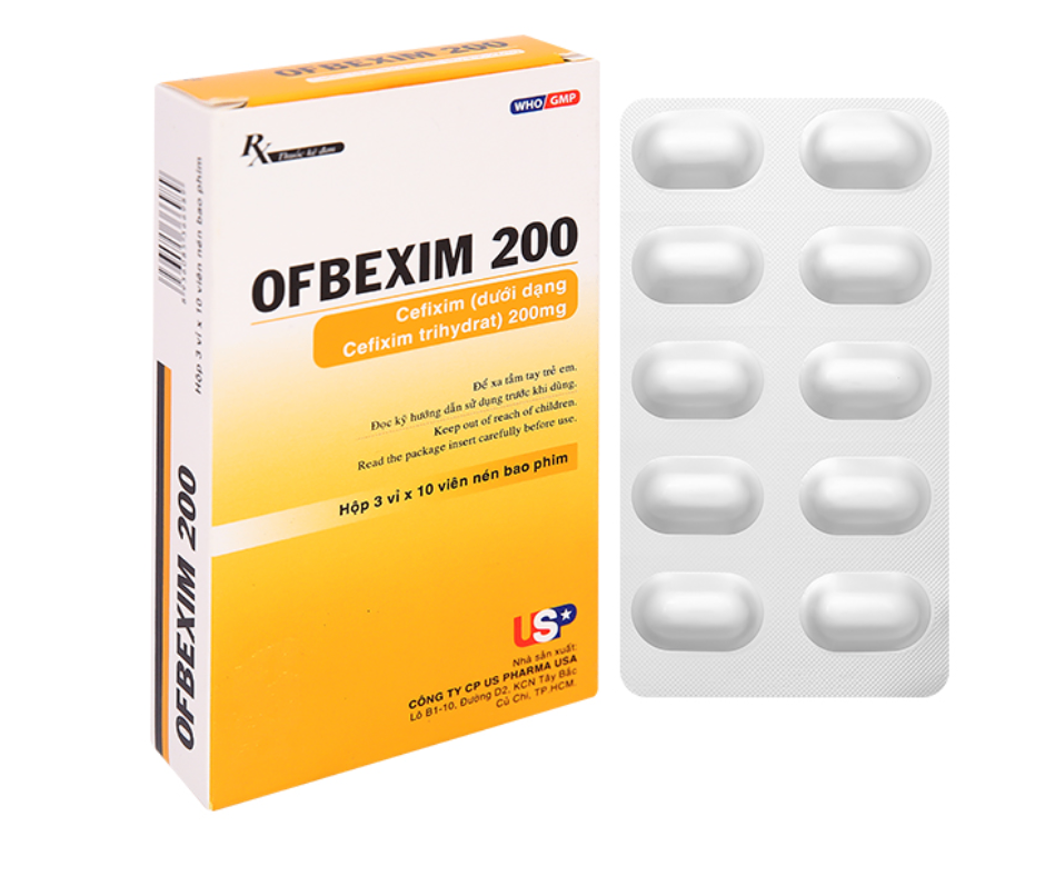 3092. Ofbexim 200 (Nén Ngọt) - (Cefixim 200mg) - [Thùng 168 Hộp; Hộp 3 Vỉ; Vỉ 10 Viên] Us Pharma Usa - Việt Nam