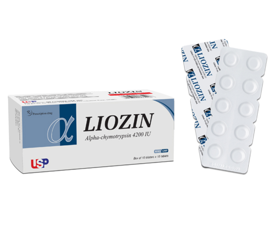 3097. Liozin - (Alphachymotrypsin 4.200IU) - [Thùng 116 hộp; hộp 10 vỉ; vỉ 10 viên] Us Pharma Usa - Việt Nam