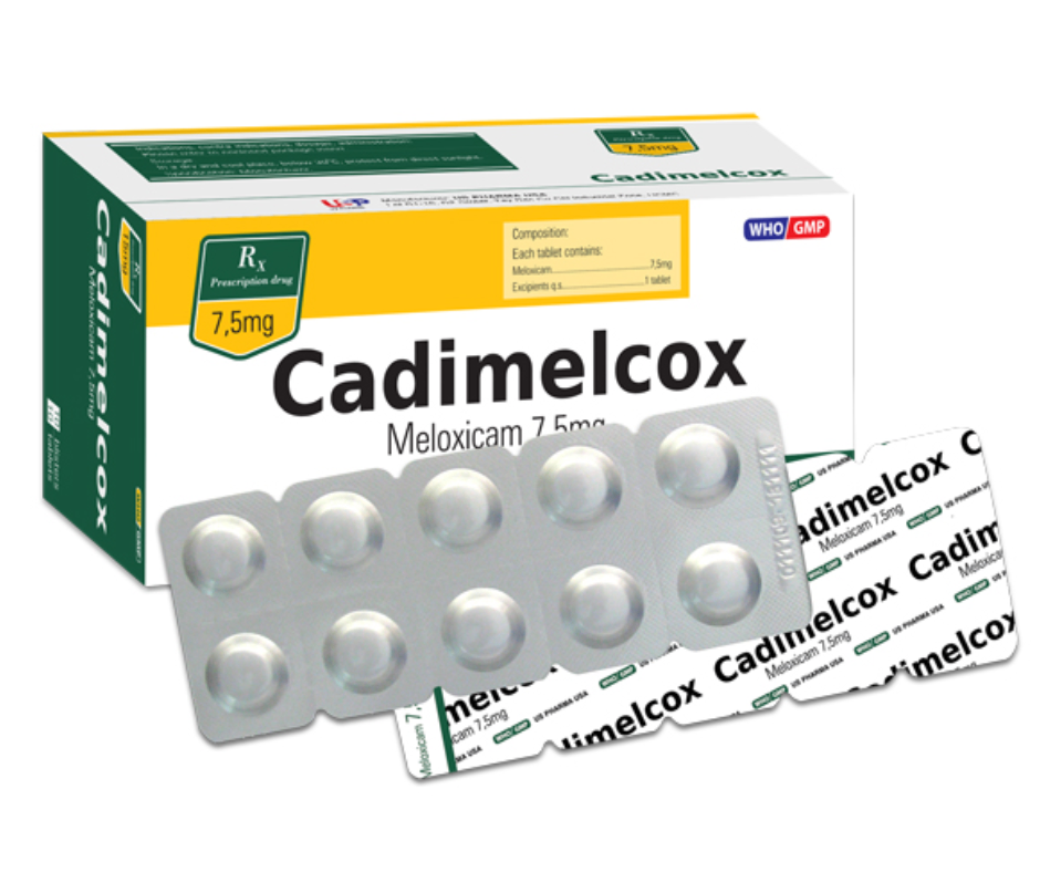 3103. Cadimelcox - (Meloxicam 7.5mg) - [Thùng 105 Hộp; Hộp 10 Vỉ; Vỉ 10 Viên] Us Pharma Usa - Việt Nam