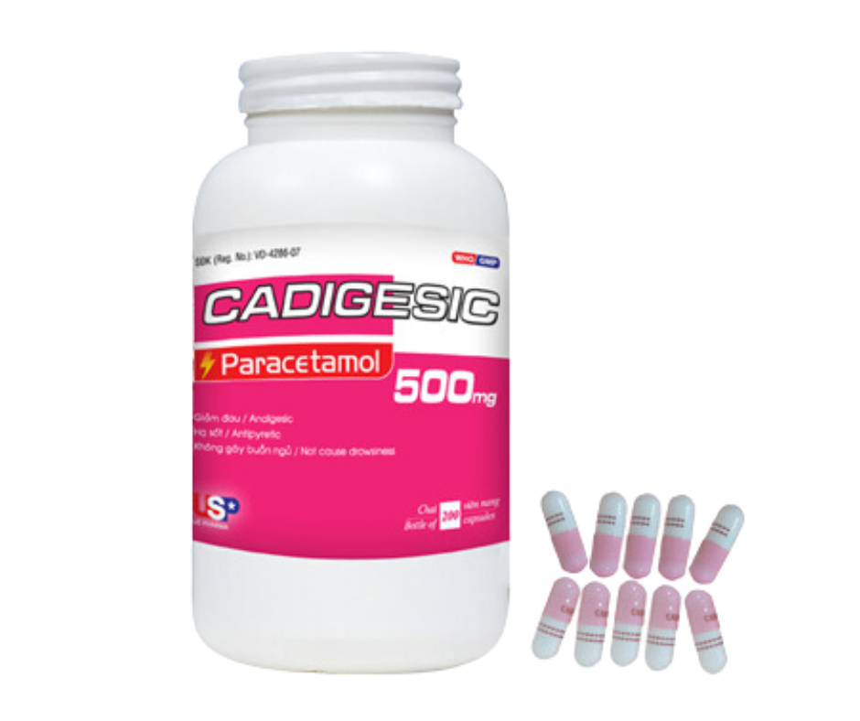 3127. Cadigesic 500Mg - (Paracetamol 500mg) - [Thùng 40 Chai; Chai 500 Viên] Us Pharma Usa - Việt Nam