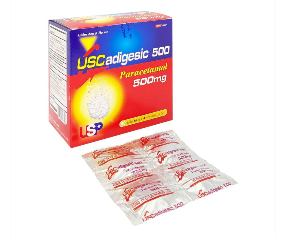 3128. Uscadigesic 500 - (Paracetamol 500mg) - [Thùng 54 hộp; hộp 10 vỉ; vỉ 4 viên] Us Pharma Usa - Việt Nam