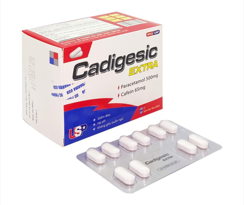 3132. Cadigesic Extra - (Paracetamol 500mg + Cafein 65mg) - [Thùng 60 Hộp; Hộp 10 Vỉ; Vỉ 10 Viên] Us Pharma Usa - Việt Nam