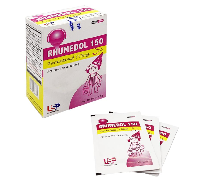 3136. Rhumedol 150 - (Paracetamol 150mg) - [Thùng 152 Hộp; Hộp 10 Gói; Gói 1.5 G] Us Pharma Usa - Việt Nam