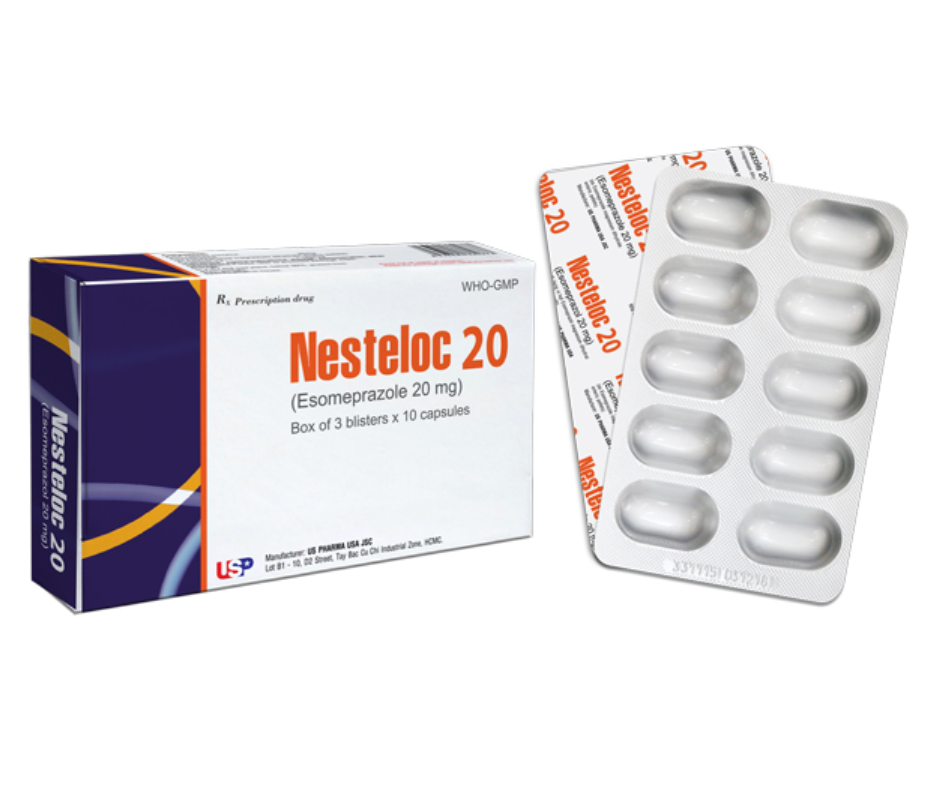 3143. Nesteloc 20 - (Esomeprazol 20mg) - [Thùng 193 Hộp; Hộp 3 Vỉ; Vỉ 10 Viên] Us Pharma Usa - Việt Nam