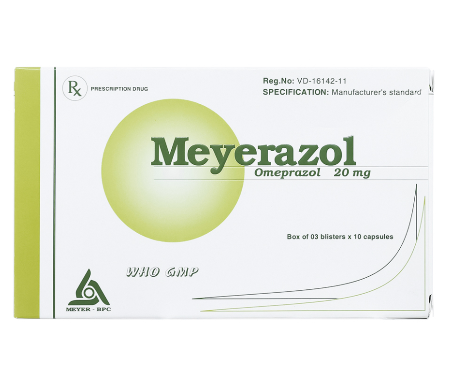 3266. Meyerazol (Alu) - (Omeprazol 20mg) - [Thùng 72 hộp; hộp 3 vỉ; vỉ 10 viên] Meyer-Bpc - Việt Nam