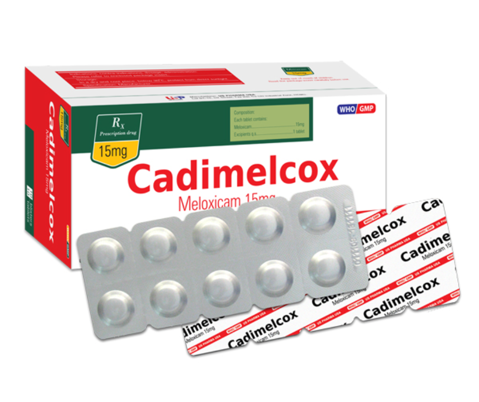 3104. Cadimelcox - (Meloxicam 15mg) - [Thùng 122 Hộp; Hộp 10 Vỉ; Vỉ 10 Viên] Us Pharma Usa - Việt Nam