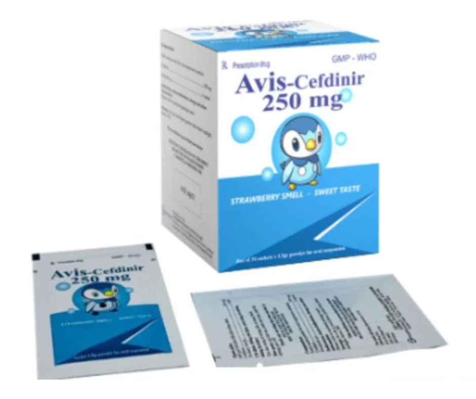 3295. Avis-Cefdinir 250Mg - (Cefdinir 250mg) - [Thùng 63 Hộp; Hộp 30 Gói; Gói 1.5 G] S.pharm - Việt Nam