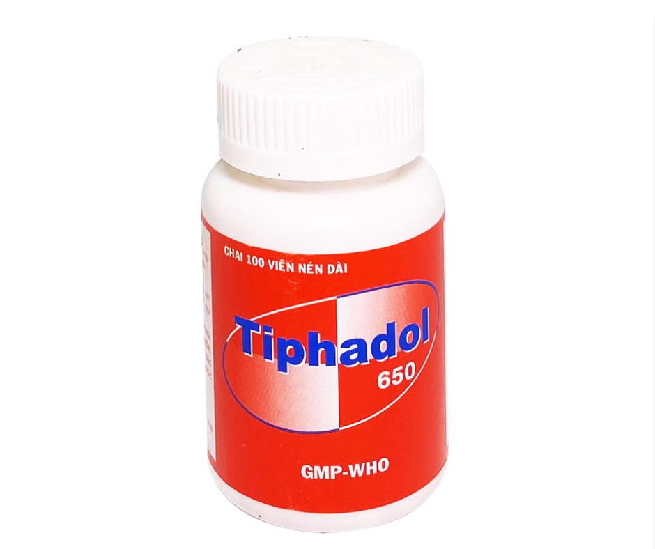 3311. Tiphadol 650 - (Paracetamol 650mg) - [Thùng 171 Chai; Chai 100 Viên] Tipharco - Việt Nam
