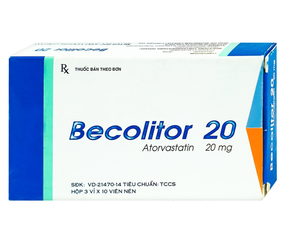 3344. Becolitor 20 - (Atorvastatin 20mg) - [Thùng 224 hộp; hộp 3 vỉ; vỉ 10 viên] Meyer-Bpc - Việt Nam
