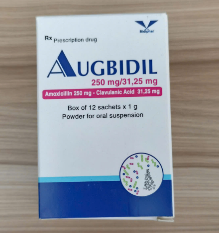 3348. Augbidil 250Mg/31,25Mg - (Amoxicilin 250mg + Acid Clavulanic 31.25mg) - [Thùng 120 Hộp; Hộp 12 G; G 1 Gói] Bidiphar - Việt Nam