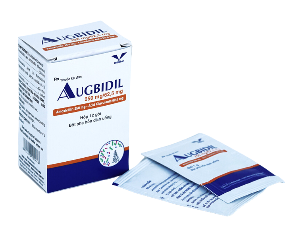 3351. Augbidil 250Mg/62,5Mg - (Amoxicilin 250mg + Acid Clavulanic 62.5mg) - [Thùng 120 Hộp; Hộp 12 Gói; Gói 1 G] Bidiphar - Việt Nam