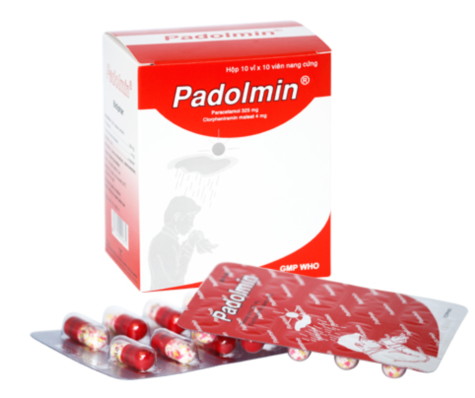 3392. Padolmin - (Paracetamol 325mg + Clorpheniramin Maleat 4mg) - [Thùng 45 hộp; hộp 10 vỉ; vỉ 10 viên] Bidiphar - Việt Nam
