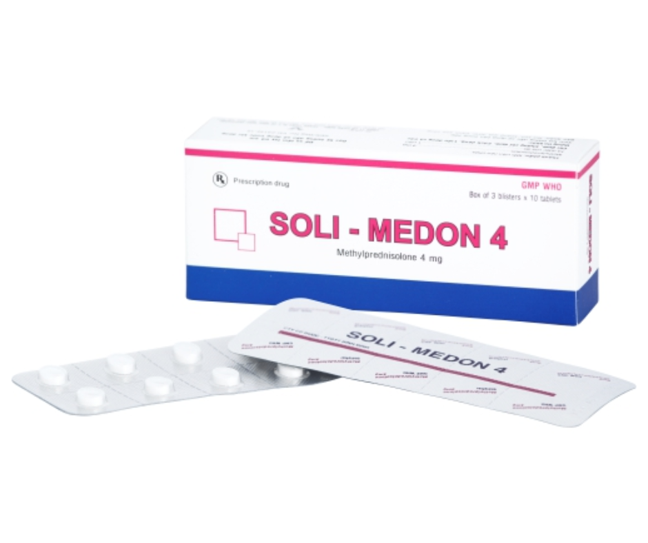 3396. Soli-Medon 4 - (Methylprednisolon 4mg) - [Thùng 197 hộp; hộp 3 vỉ; vỉ 10 viên] Bidiphar - Việt Nam