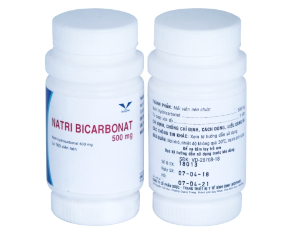 3402. Natri Bicarbonat 500Mg - (Natri hydrocarbonat 500mg) - [Thùng 120 Chai; chai 160 viên] Bidiphar - Việt Nam