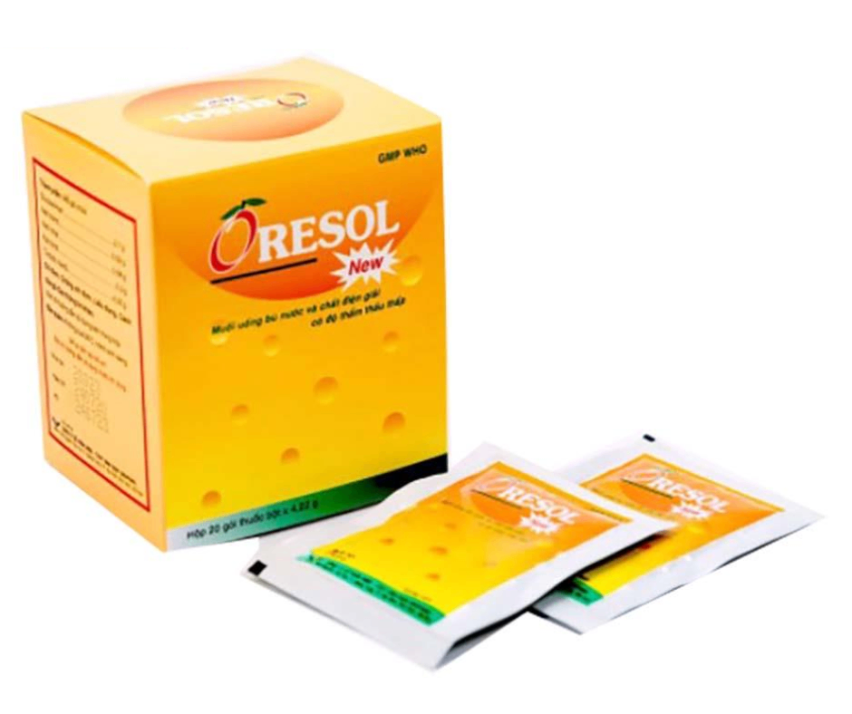 3404. Oresol New - (Glucose khan 2.7g + Natri clorid 0.52g + Kali clorid 0.3g + Trinatri citrat khan 0.509g) - [Thùng 48 Hộp; Hộp 20 Gói; Gói 4.22 G] Bidiphar - Việt Nam