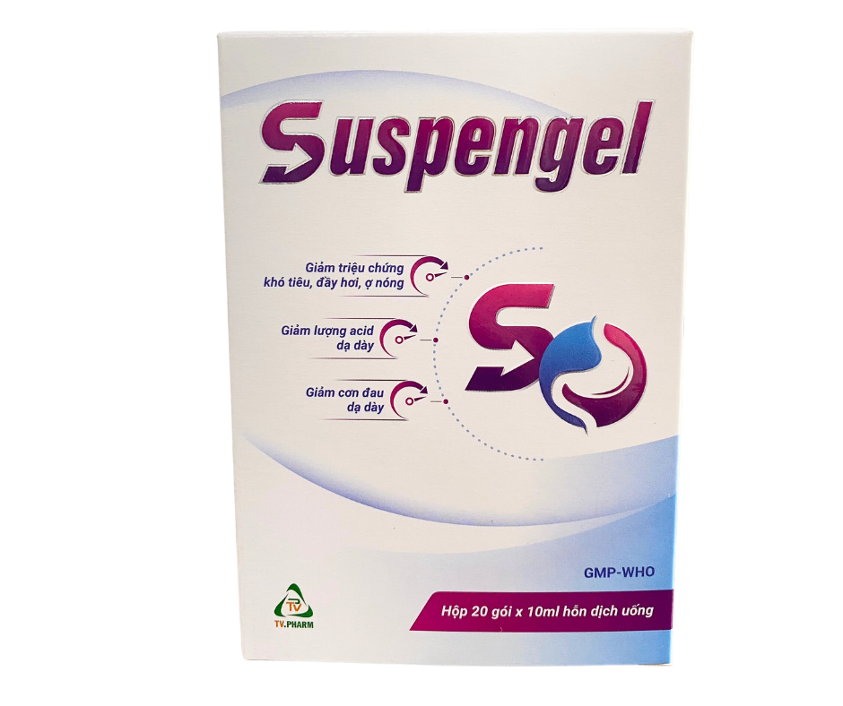 3486. Suspengel - (Nhôm hydroxyd 400mg + Magnesi hydroxyd 40mg) - [Thùng 30 hộp; hộp 20 gói; gói 10 g] Trà Vinh - Việt Nam